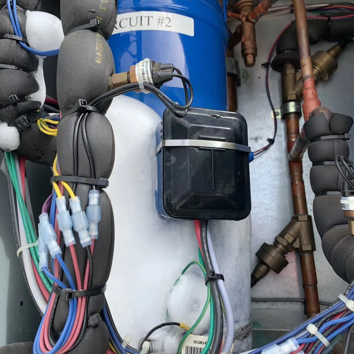AC motor and electrical components during a Mendoza Heating and Air service call in Tampa — photo from Instagram