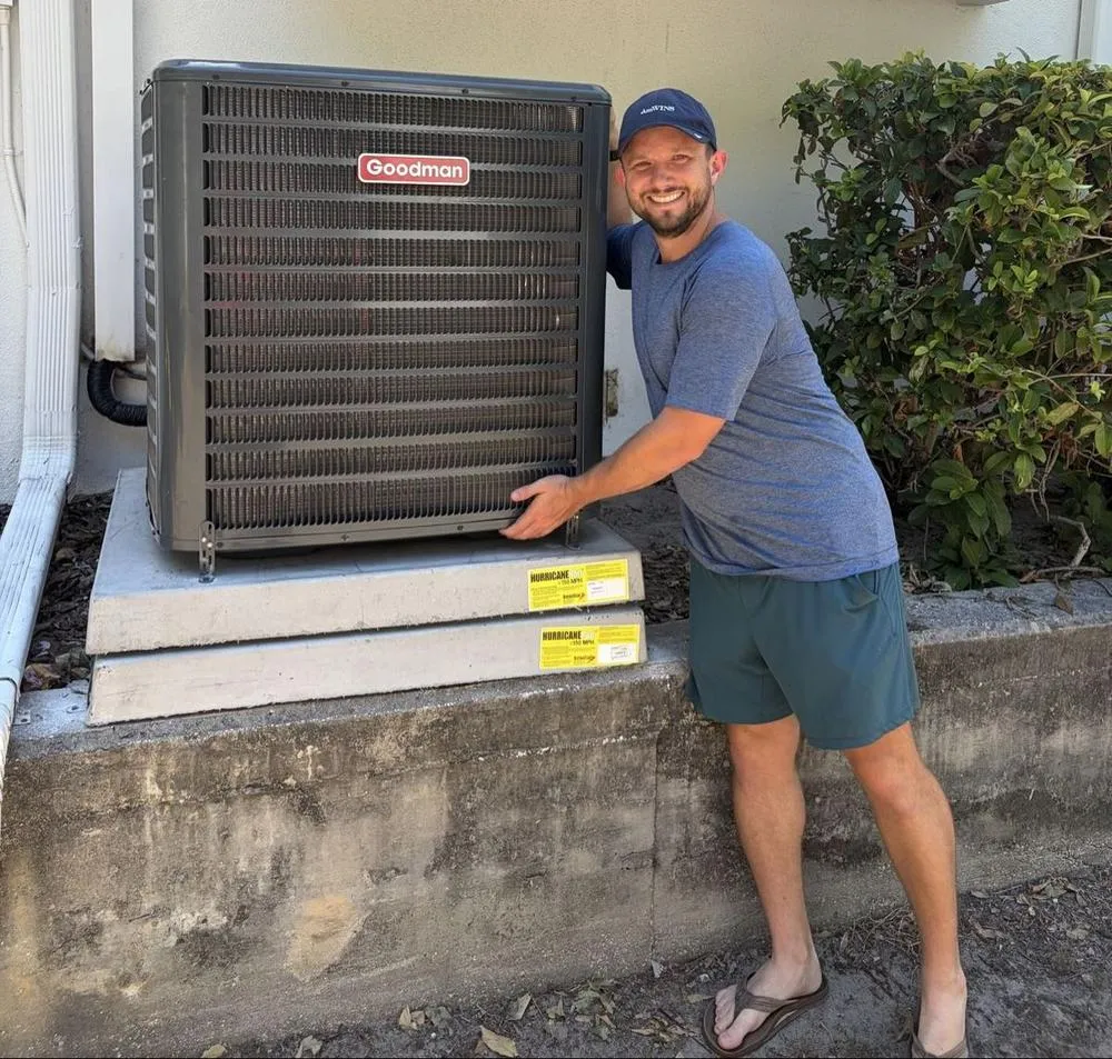 New Goodman air conditioner installed by Mendoza Heating and Air at a Tampa home — photo from @mendozaheatingandair on Instagram