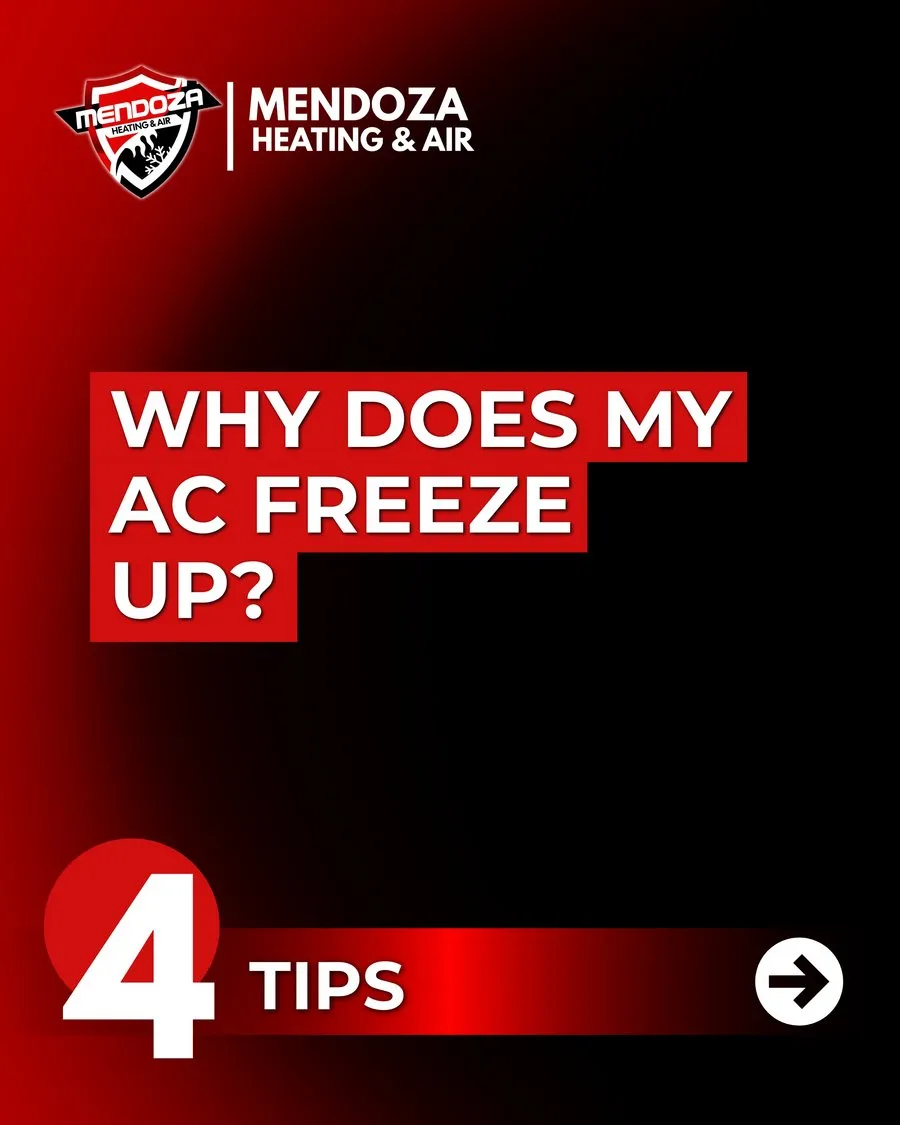 Mendoza Heating and Air Instagram post: why your AC freezes up, with four tips