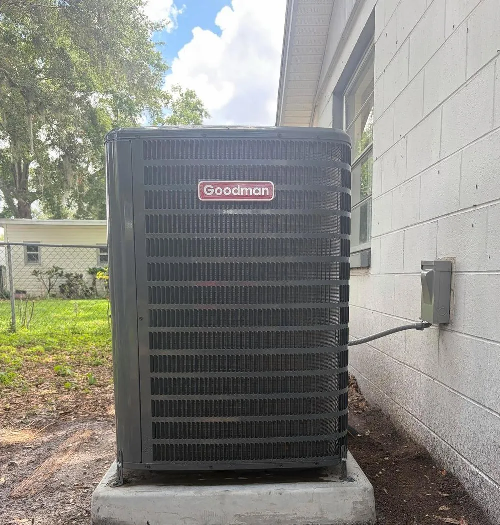 Condenser unit installed by Mendoza Heating and Air in Land O' Lakes, FL