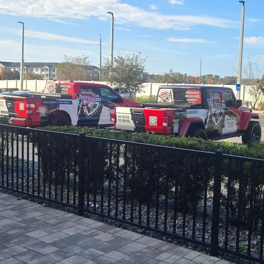 Mendoza Heating and Air service trucks ready to roll in Tampa, FL