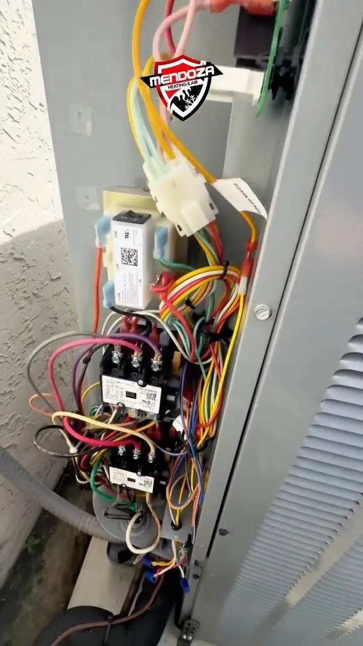 AC control wiring serviced by Mendoza Heating and Air in Oldsmar, FL