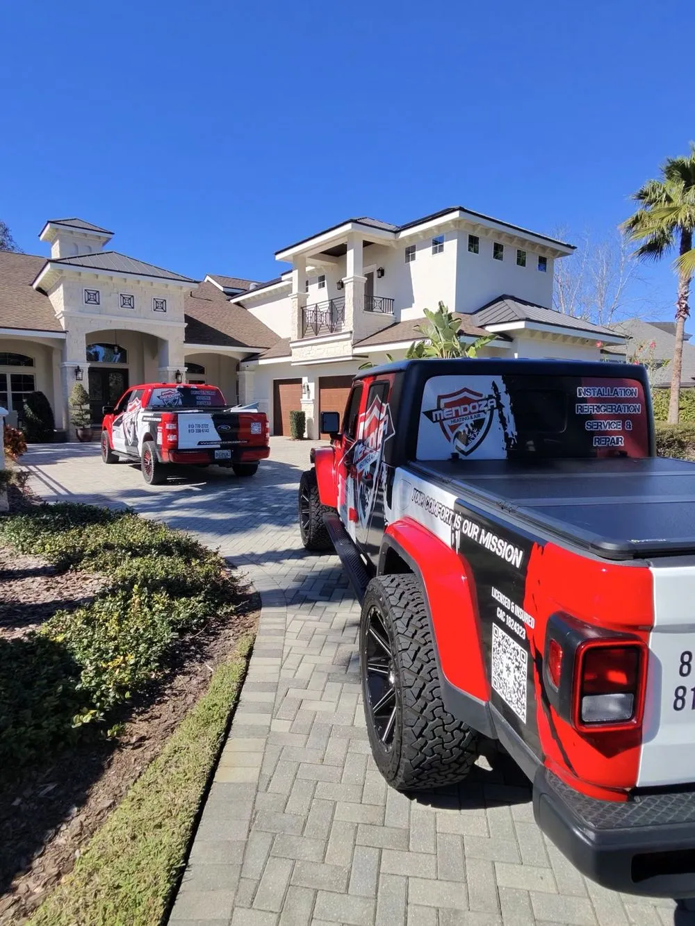 Mendoza Heating and Air truck at a home in Westchase, Tampa, FL