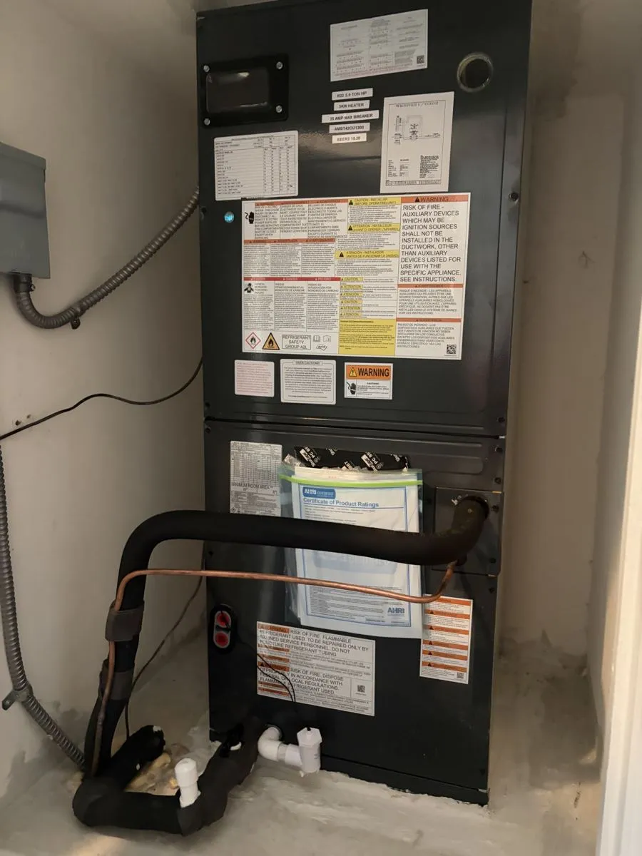 Indoor air handler inspected during a scheduled Mendoza maintenance visit